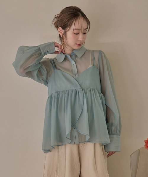 ブラウス シャツ bustier set sheer shirt / ビスチェセットシアーシャツ レディース