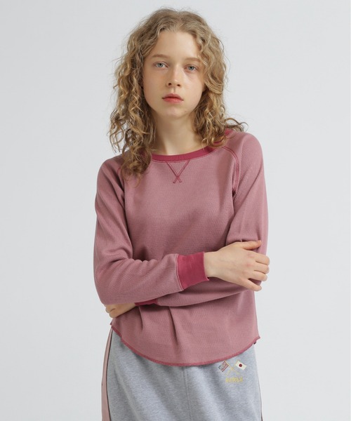 tシャツ BICOLOR HONEYCOMBI WAFFLE T-SHIRT/バイカラーハニカムワッフルTシャツ レディース AVIREX tシャツ BICOLOR HONEYCOMBI WAFFLE T-SHIRT/バイカラー
