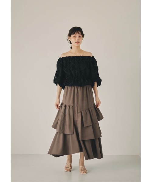 NOTRE emor（ノートルエモア） スカート random tiered check skirt