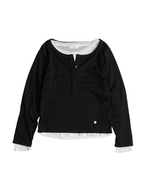 MUHET（ミュエータ） tシャツ henley neck layered long sleeve t