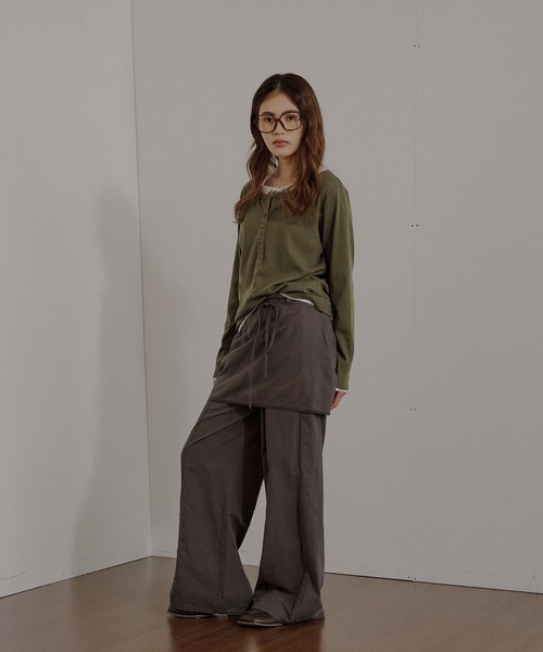MUHET（ミュエータ） ヘンリーネック tシャツ henley neck layered