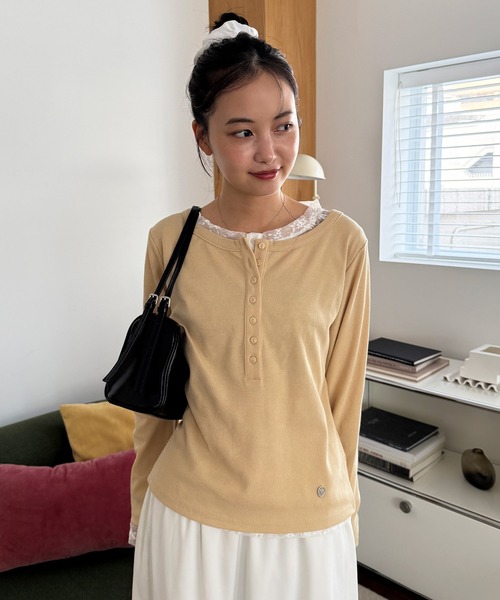 MUHET（ミュエータ） ヘンリーネック tシャツ henley neck layered