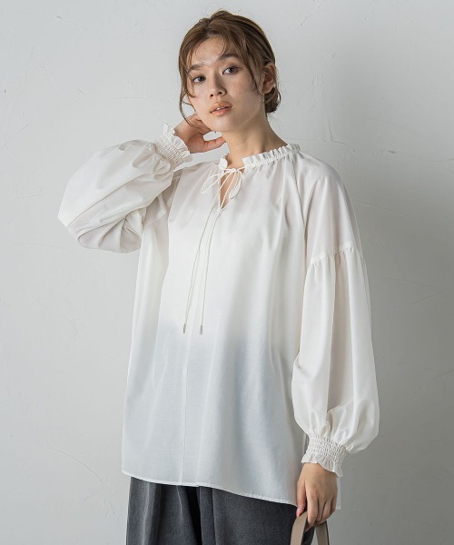 ドロワットロートレアモン（Droite lautreamont）/セミシアーフリルブラウス≪洗濯機で洗える≫ Droite lautreamont（ドロワット・ロートレアモン） ブラウス シャツ