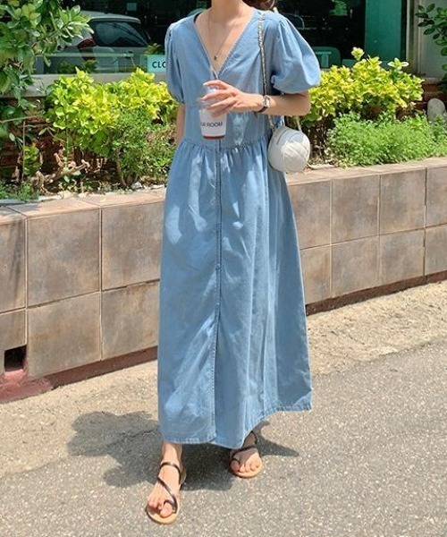 「FAVORITO」 半袖ワンピース F ライトブルー レディース_画像4