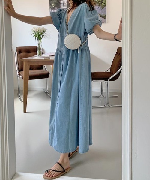 「FAVORITO」 半袖ワンピース F ライトブルー レディース_画像9