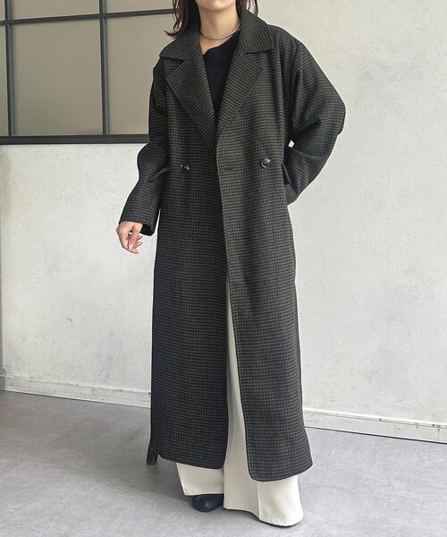 新品未使用 A.F ARTEFACT チェック柄 ロングガウンコート　サイズ1 Thevon（ゼヴォン） コート アウター チェック柄ロングコート