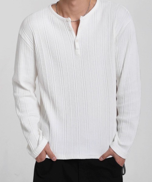 NOWLE（ノウル） ヘンリーネック tシャツ 「NOWLE」ワッフル