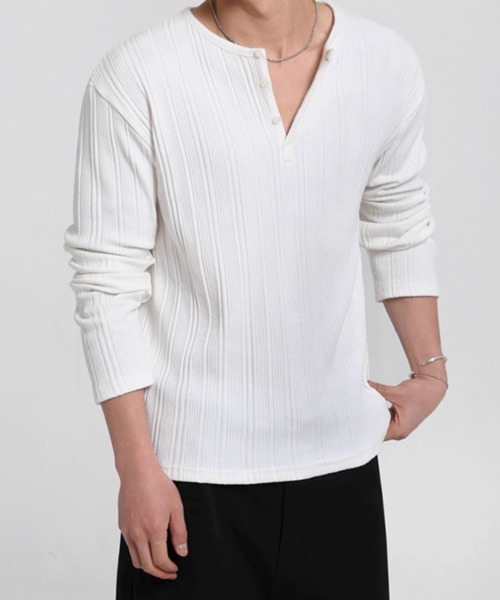 NOWLE（ノウル） tシャツ 「NOWLE」ワッフル テクスチャー ヘンリー