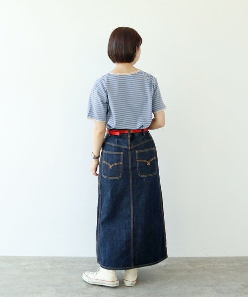 【素敵なデザイン❗️】45rpm ボーダー柄 ドッキング 半袖カットソー 大きめ PAR ICI（パーリッシィ） tシャツ 半袖 ボーダー配色バインダー 半袖T