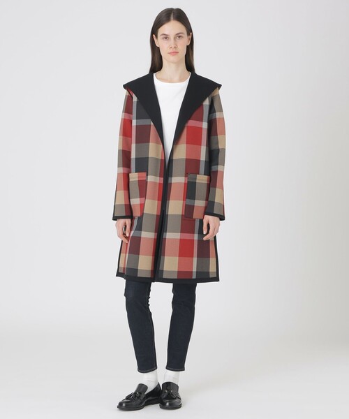 美品✨ブルーレーベルクレストブリッジ ロングコート 38 キャメル 赤 チェック BLUE LABEL CRESTBRIDGE（ブルーレーベルクレストブリッジ） コート