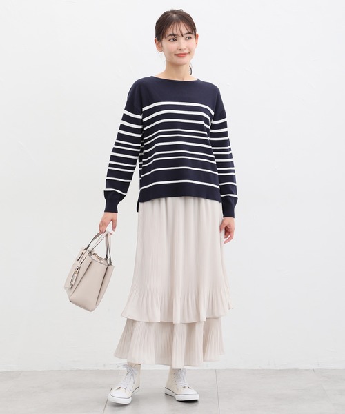 「Honeys」 「GLACIER」長袖ニット L ベージュ×ブラック レディース_画像7