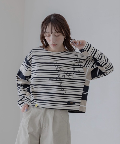 Eimee Law（エイミーロウ） tシャツ ボーダーパッチワーク クロップド 