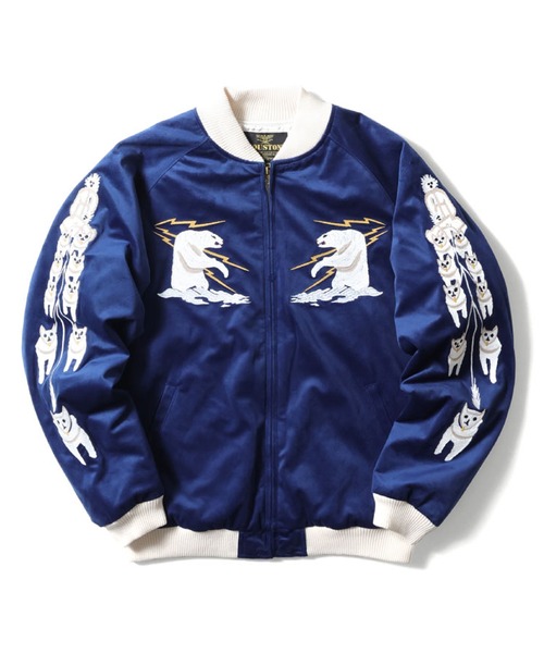 HOUSTON ネイビー スカジャン MEDIUM HOUSTON（ヒューストン） スカジャン - ネイビー メンズ : ZOZOTOWN