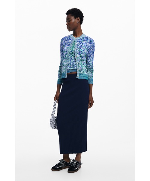 「Desigual」 ニットカーディガン L ブルー レディース_画像3