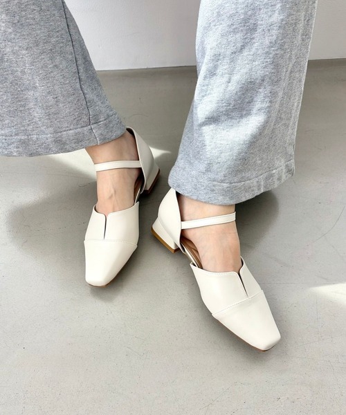 パンプス シンプル きれいめ スクエアトゥ スリット セパレート パンプス /62110の画像