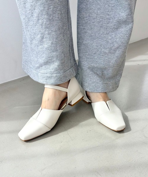 パンプス シンプル きれいめ スクエアトゥ スリット セパレート パンプス /62110の画像