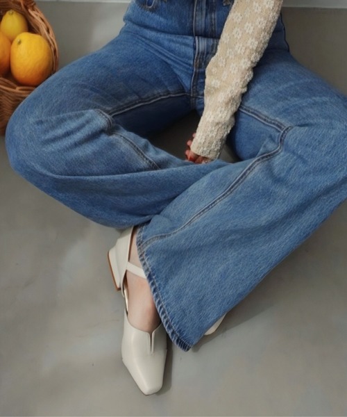 パンプス シンプル きれいめ スクエアトゥ スリット セパレート パンプス /62110の画像