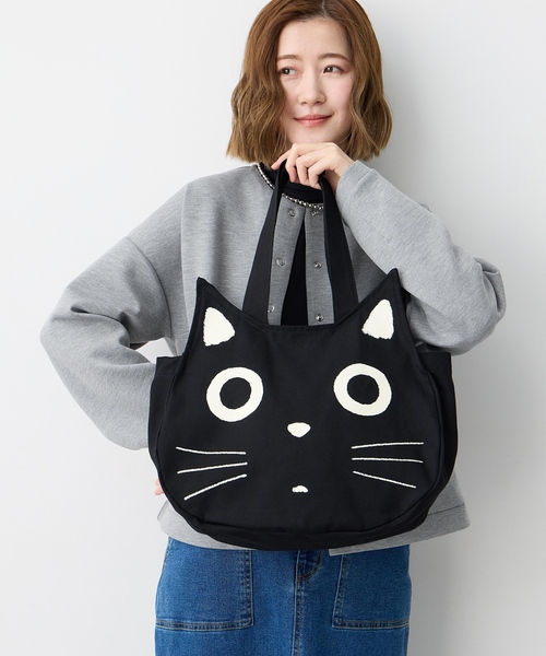 CROSSPLUS ONLINE トートバッグ 黒猫フェイスバック「A4・ノートPC