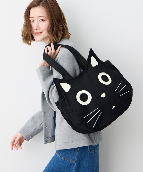 CROSSPLUS ONLINE トートバッグ 黒猫フェイスバック「A4・ノートPC