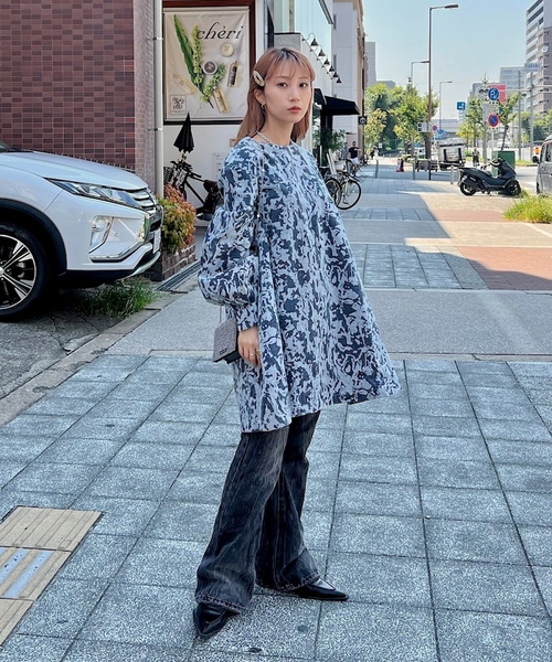 「SANSeLF」 長袖ワンピース FREE ブルー レディースの画像