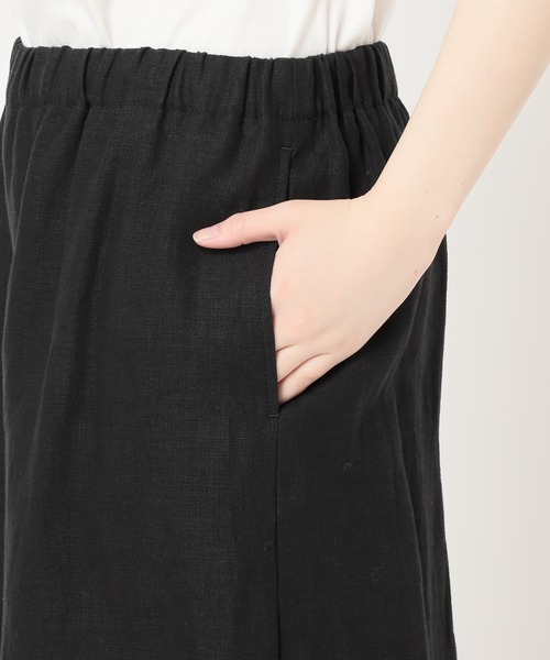 ワイドパンツ パンツ 「WEB限定追加2」リネン タックキュロット レディースの画像