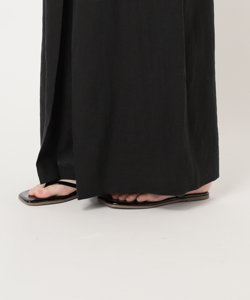 ワイドパンツ パンツ 「WEB限定追加2」リネン タックキュロット レディースの画像