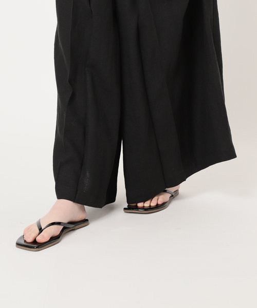 ワイドパンツ パンツ 「WEB限定追加2」リネン タックキュロット レディースの画像