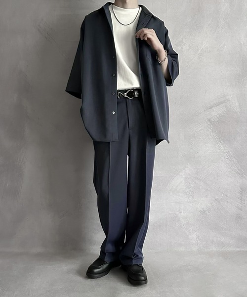 「SERACE」 半袖シャツ M ダークブルー メンズ_画像3