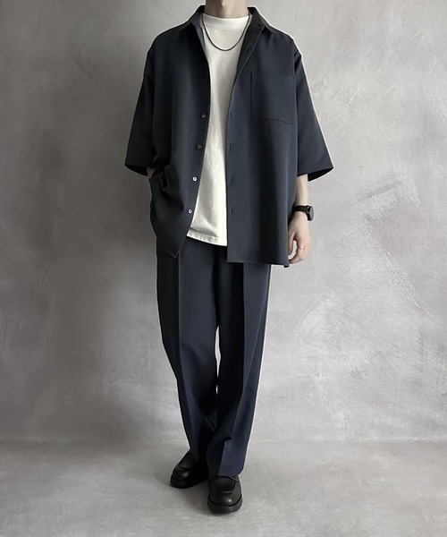 「SERACE」 半袖シャツ M ダークブルー メンズ_画像5