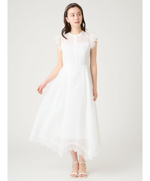 【美品】CELFORD セルフォード レース ワンピース 白 38 CELFORD（セルフォード） ワンピース ストライプレーストリム