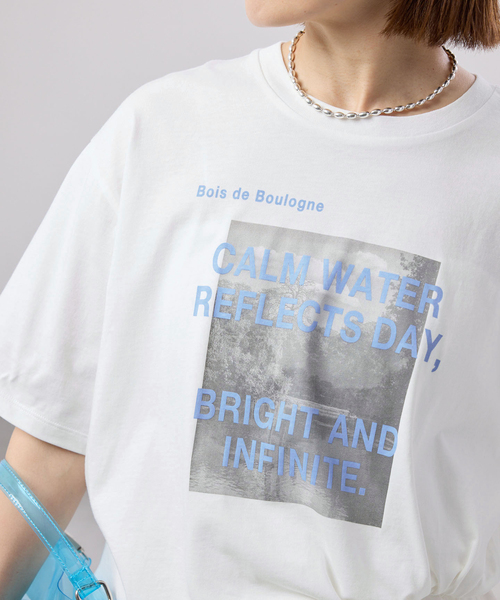 IENA  ロゴプリントTシャツ IENA（イエナ） tシャツ コットンフォトプリント ロゴTシャツ