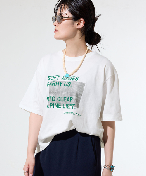 IENA（イエナ） tシャツ コットンフォトプリント ロゴTシャツ