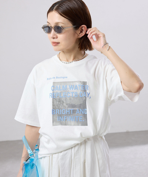 IENA（イエナ） tシャツ コットンフォトプリント ロゴTシャツ