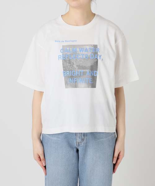 IENA（イエナ） tシャツ コットンフォトプリント ロゴTシャツ