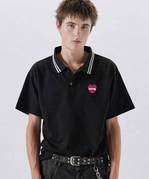  x THRASHER コラボ ポロシャツ THRASHER（スラッシャー） ポロシャツ 半袖 THRASHER×MSG 別注 ワン