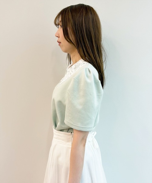SWINGLE（スウィングル） tシャツ 半袖 レースカラータックスリーブ