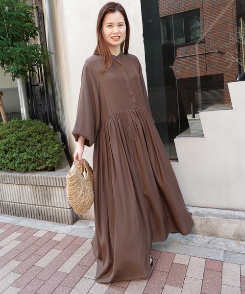 「CORNERS」 長袖ワンピース L ブラウン レディース_画像7