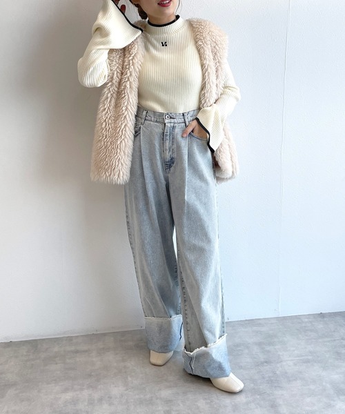 「w closet」 デニムパンツ FREE ネイビー レディース_画像2
