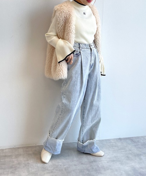 「w closet」 デニムパンツ FREE ネイビー レディース_画像5