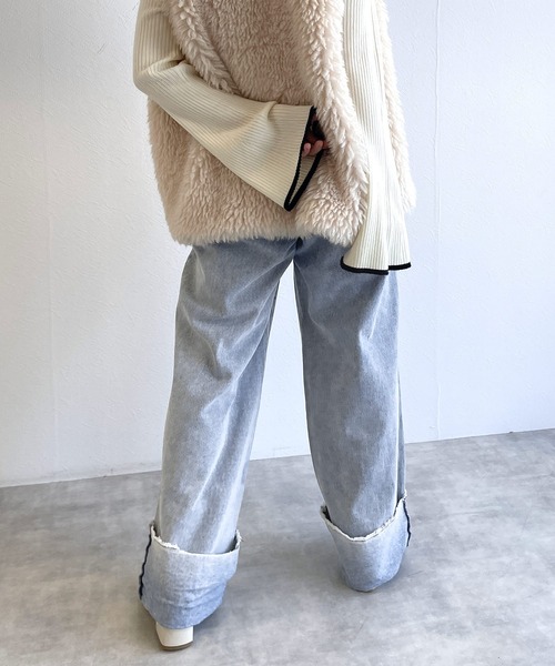 「w closet」 デニムパンツ FREE ネイビー レディース_画像6