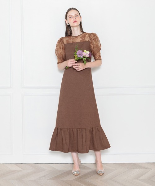 「Leja」 半袖ワンピース SMALL ブラウン レディース_画像4