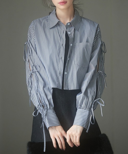 「SAISON DE PAPILLON」 長袖シャツ M ブルー レディース_画像2