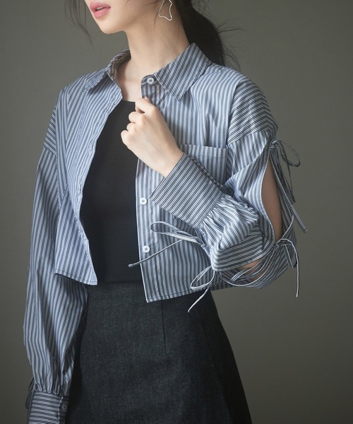 「SAISON DE PAPILLON」 長袖シャツ M ブルー レディース_画像7