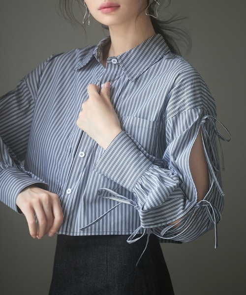 「SAISON DE PAPILLON」 長袖シャツ M ブルー レディース_画像8