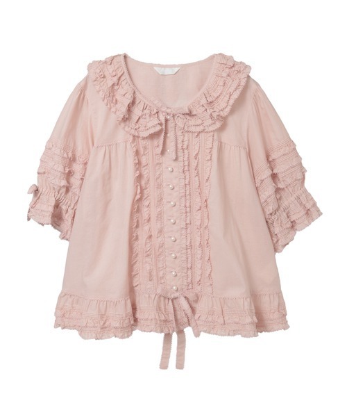 PINK HOUSE ピンクハウス フリル半袖ブラウス PINK HOUSE（ピンクハウス） ブラウス シャツ 半袖 ローンフリル
