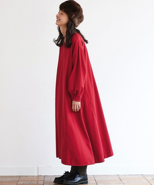 「Sunny clouds」 7分袖ワンピース NM レッド レディース_画像4