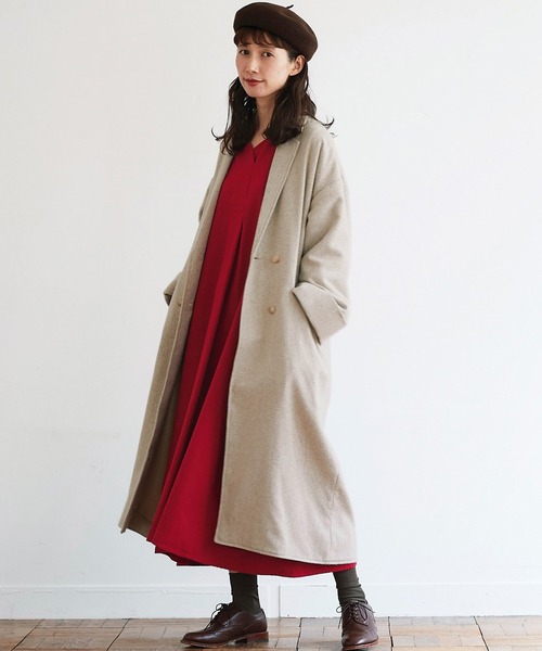 「Sunny clouds」 7分袖ワンピース NM レッド レディース_画像8