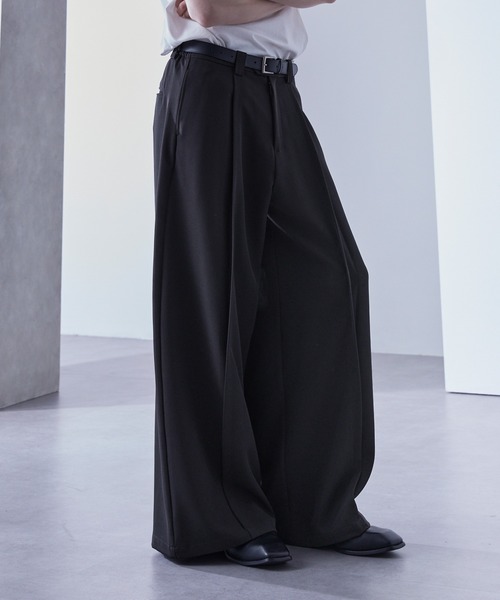スラックス ドレープ ストリート ラインフレアパンツ Loose スラックス ドレープ スーパーワイドタックフレアパンツ
