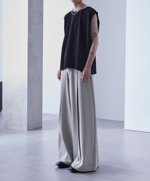 パンツ メンズ ゆったり ドレープ ストレートレッグ 裾フレア 4275941_base.jpg