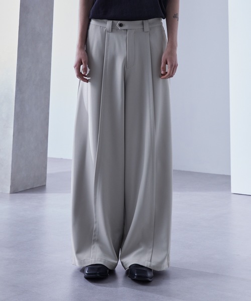 スラックス ドレープ ストリート ラインフレアパンツ Loose スラックス ドレープ スーパーワイドタックフレアパンツ